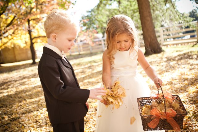 ring bearer, flower girl, nashville, wedding, leaves